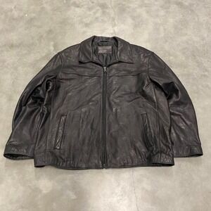 Vintage y2k 90s black collared a-2 aviator leather jacket